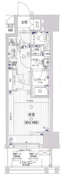 エグゼ北大阪(1K/6階)の間取り写真
