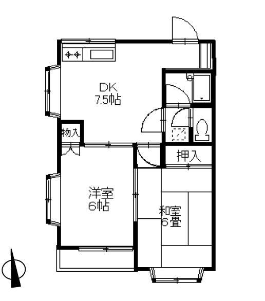 セントラル千代ヶ丘(2DK/1階)の間取り写真
