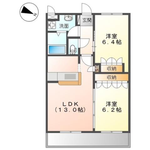 アグア カリエンテ(2LDK/2階)の間取り写真