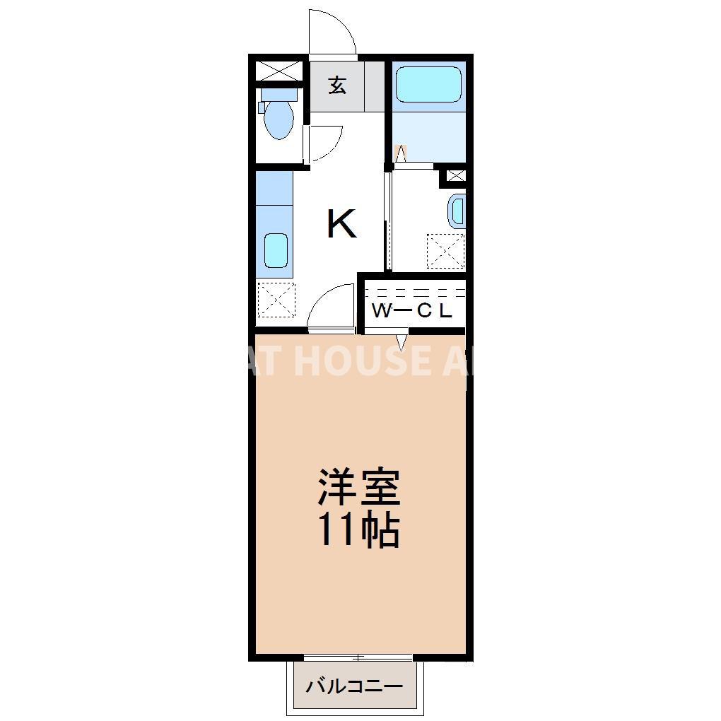 キャメルヒルB(1K/2階)の間取り写真