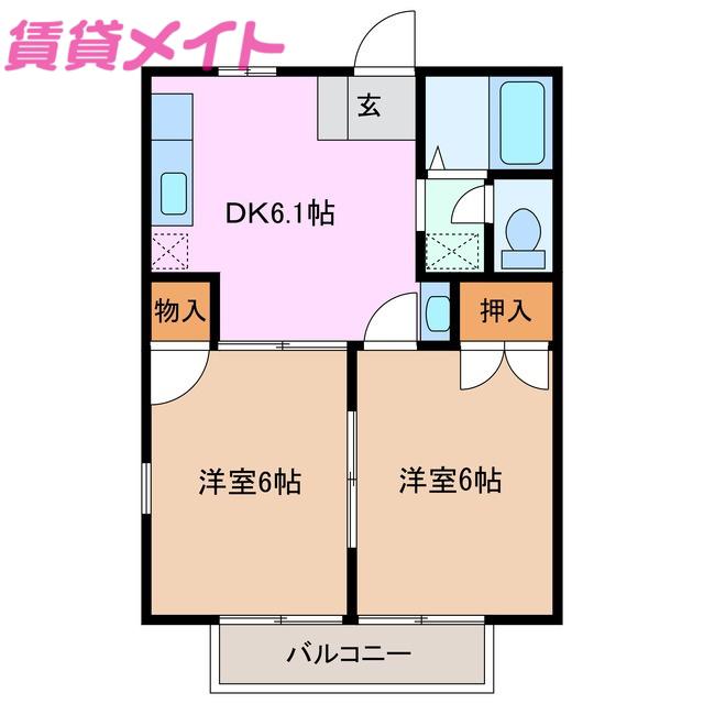 FOREST VILLAGE(2DK/1階)の間取り写真