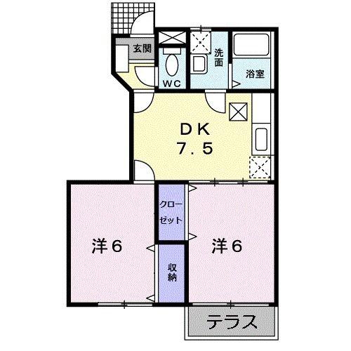 プロムナード(2DK/1階)の間取り写真