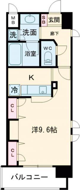 KAISEI新神戸第2(1K/9階)の間取り写真