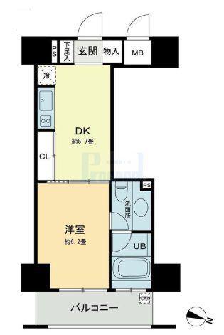 ベルファース本郷弓町(1DK/10階)の間取り写真