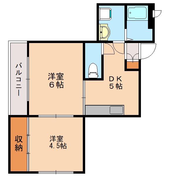 AISマンション(2DK/4階)の間取り写真