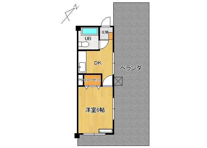向日葵マンション(1K/4階)の間取り写真