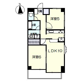 ロイヤルレジデンスII(2LDK/4階)の間取り写真
