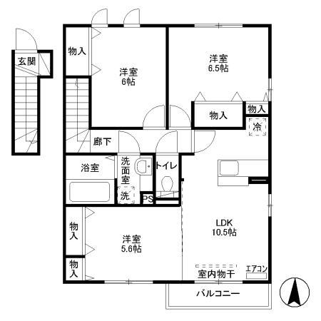エルミタージュB(3LDK/2階)の間取り写真