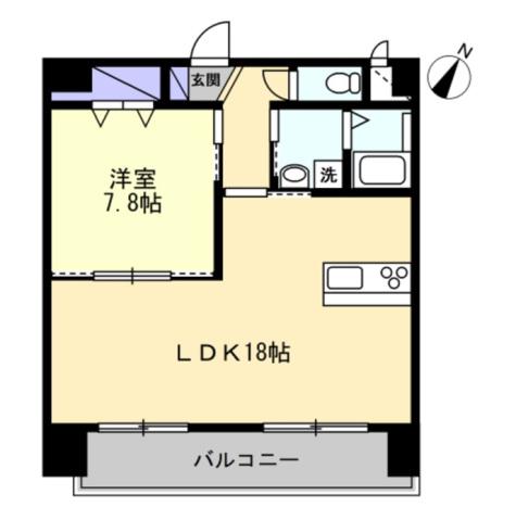 ミモザヒルズ錦町(1LDK/6階)の間取り写真