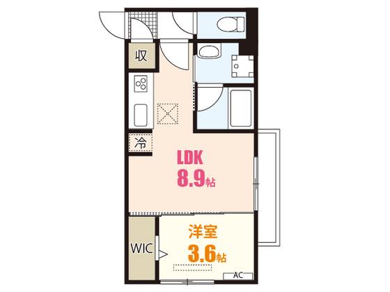 ガーデンアークC(1LDK/1階)の間取り写真