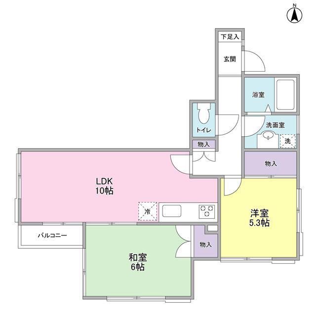 フェリースSEYA BCD棟(2LDK/2階)の間取り写真