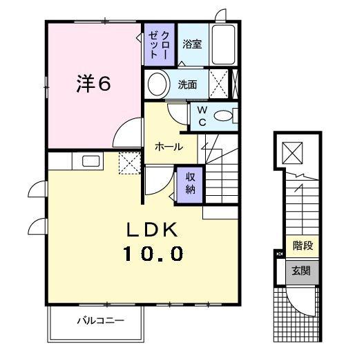 パティオT(1LDK/2階)の間取り写真