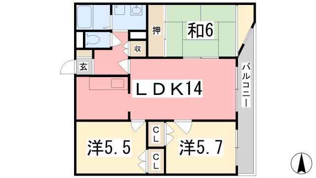 ブエナビスタ姫路ウエスト(3LDK/1階)の間取り写真