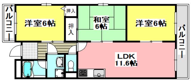 クリエイト三島(3LDK/3階)の間取り写真
