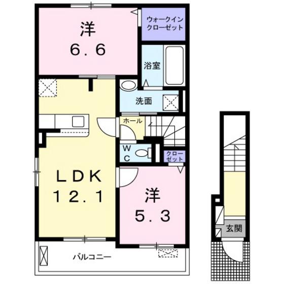 ルタンS I(2LDK/2階)の間取り写真