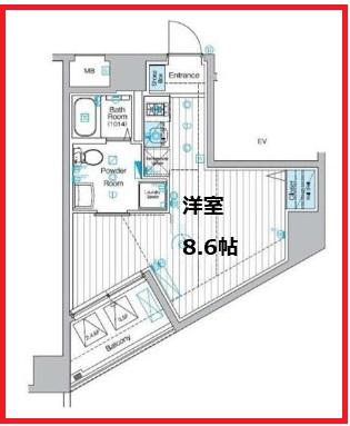 マキシヴアライブ堀切菖蒲園(1K/2階)の間取り写真