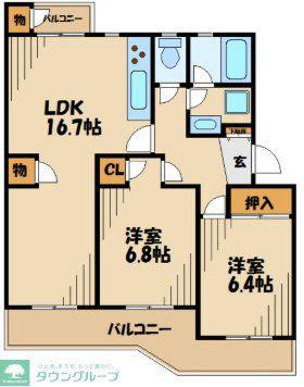 アドリーム新百合ヶ丘(2LDK/5階)の間取り写真