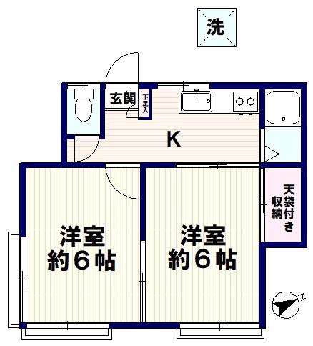 平和コーポ(2K/1階)の間取り写真