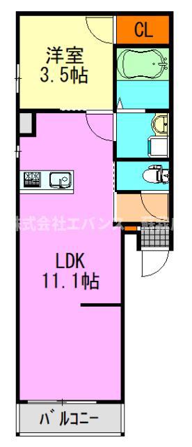 YURION蘇我(1LDK/2階)の間取り写真