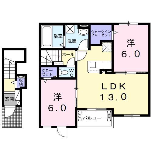 ヴェール・クレール(2LDK/2階)の間取り写真