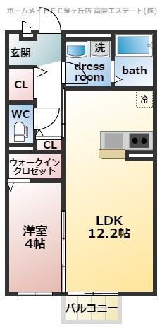 ベッラカーサ(1LDK/1階)の間取り写真
