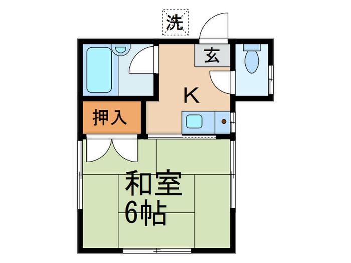 ハウス矢藤1(1K/2階)の間取り写真
