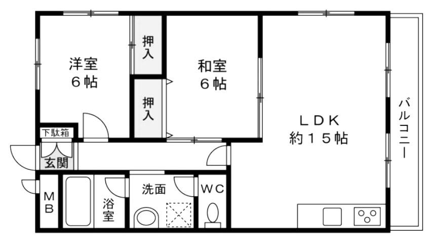 第1永和レジデンス(2LDK/3階)の間取り写真