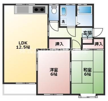 グリーンヒル (2LDK/2階)の間取り写真