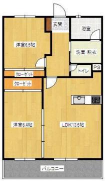 サウザンド・クレイン(2LDK/3階)の間取り写真
