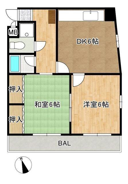 サンフラワー浦安(2DK/2階)の間取り写真