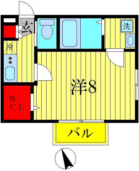 セレ北小金(1K/2階)の間取り写真