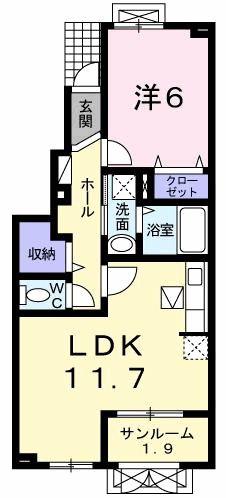 ドゥー プレッソ(1LDK/1階)の間取り写真