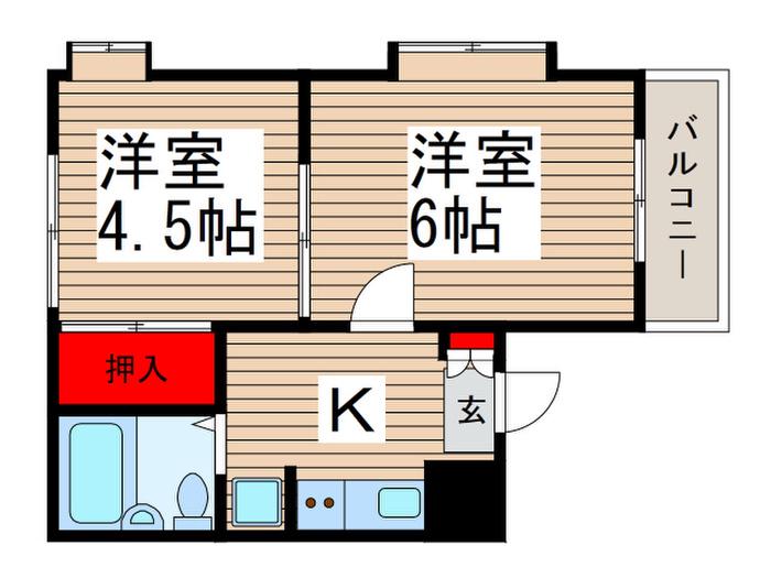 グリーンコーポ(2K/1階)の間取り写真