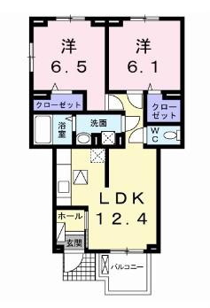 ルアーナ山城(2LDK/1階)の間取り写真
