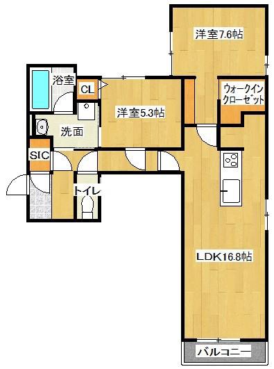 セントカメリア(2LDK/1階)の間取り写真