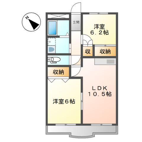 カーム・ルーラル(2LDK/3階)の間取り写真