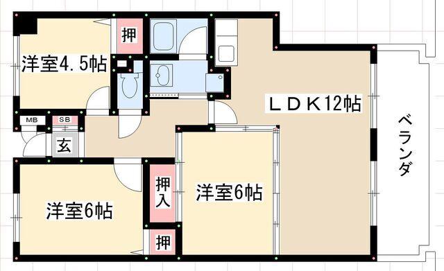 アメニテイ伸和(3LDK/3階)の間取り写真