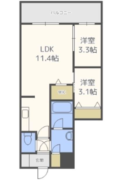 MODERN PALAZZO 大名(2LDK/4階)の間取り写真