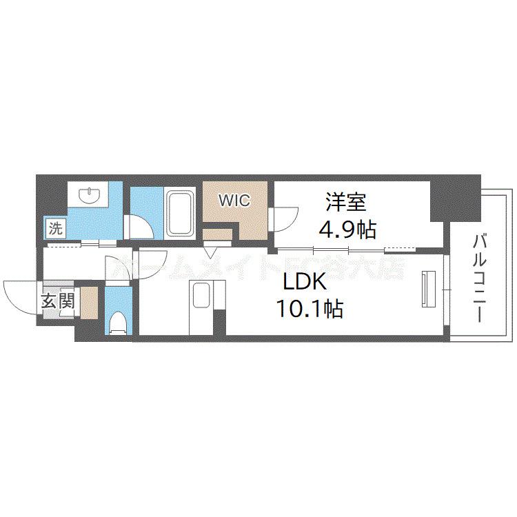 ALIVIS桜川(1LDK/2階)の間取り写真