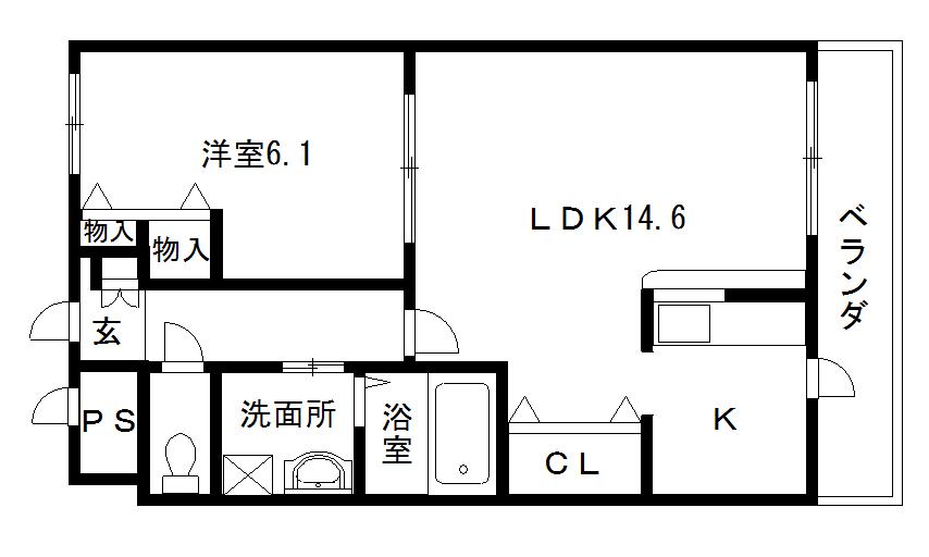 ミルキーウェイ(1LDK/1階)の間取り写真