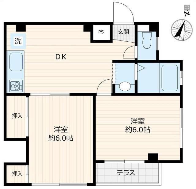 エステート立石(2DK/1階)の間取り写真