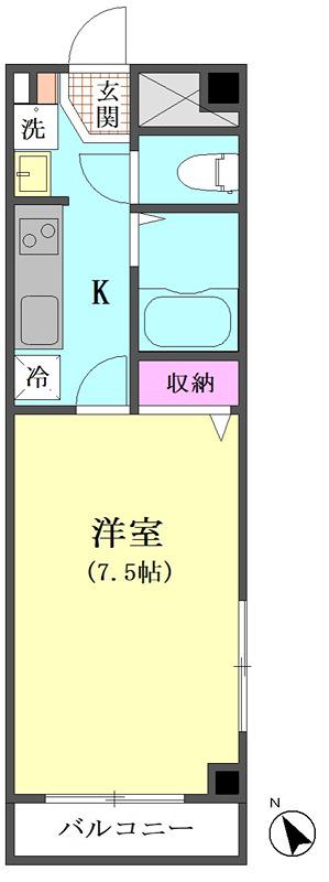 フレア十五屋B館(1K/1階)の間取り写真
