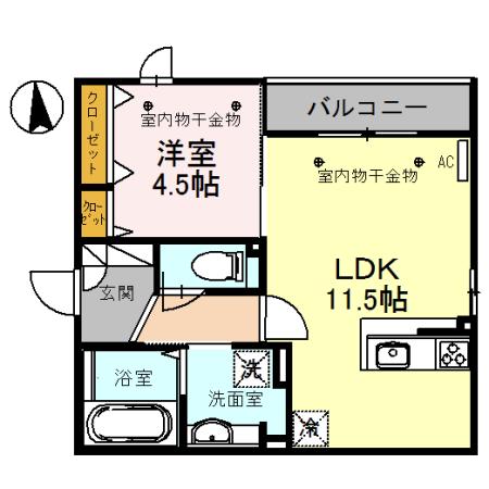 パールスクエア(1LDK/2階)の間取り写真