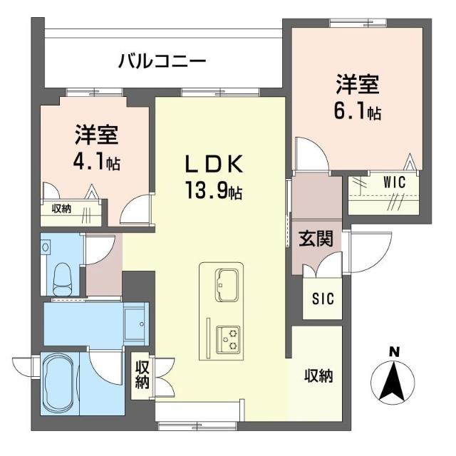 協榮ビルディング(2LDK/4階)の間取り写真