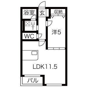 フレシールI(1LDK/2階)の間取り写真