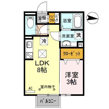 ETERNA宮子(1LDK/1階)の間取り写真
