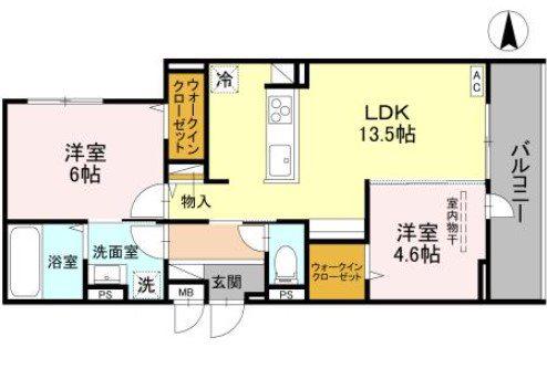 サザンフォート(2LDK/3階)の間取り写真