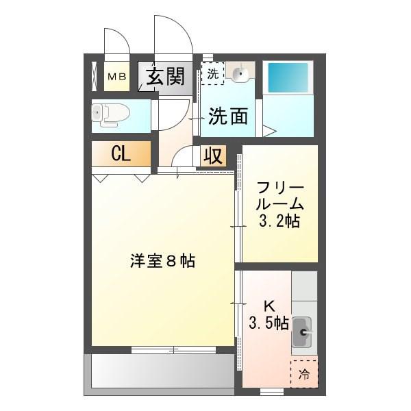 フラッツ幸A棟(1SK/1階)の間取り写真