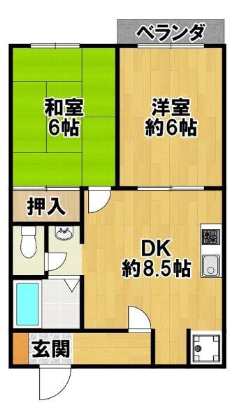 ステータスコーポ(2DK/2階)の間取り写真
