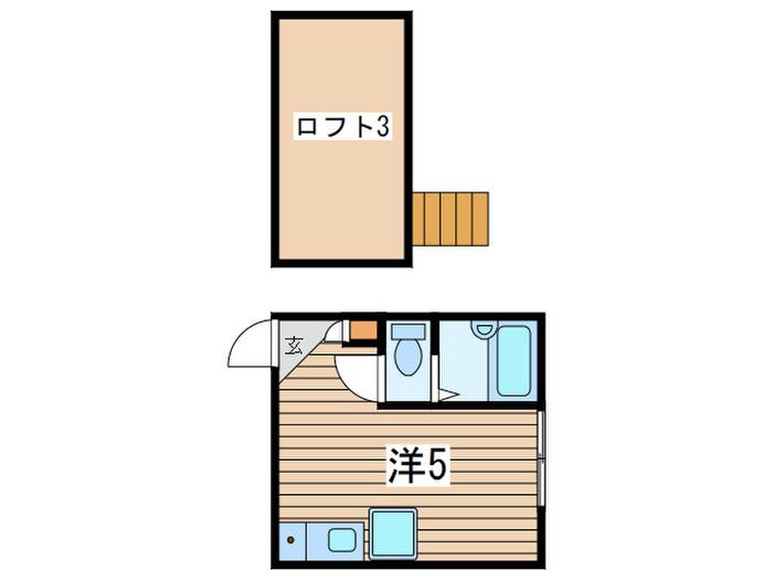 リベルテ中央林間(ワンルーム/2階)の間取り写真